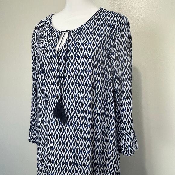 Coldwater Creek Geometric Shift Dress 16 Womens Blue Boho Casual Lightweight - Picture 3 of 9
